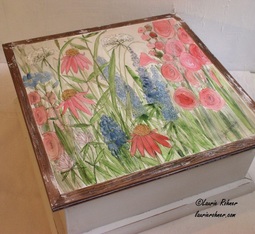 Watercolor painting on Wood Painted Box